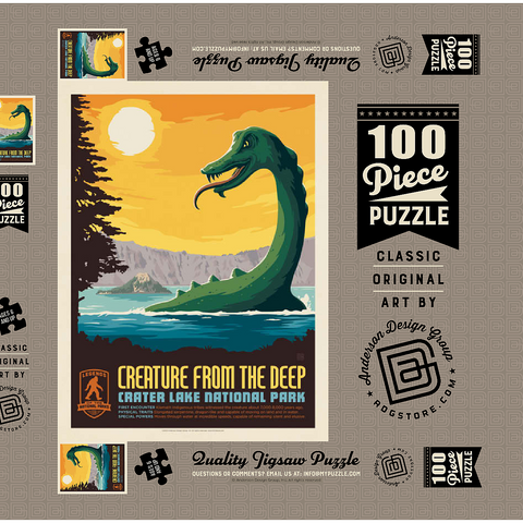 Legends Of The National Parks: Crater Lake's Creature From The Deep, Vintage Poster 100 Puzzle Schachtel 3D Modell