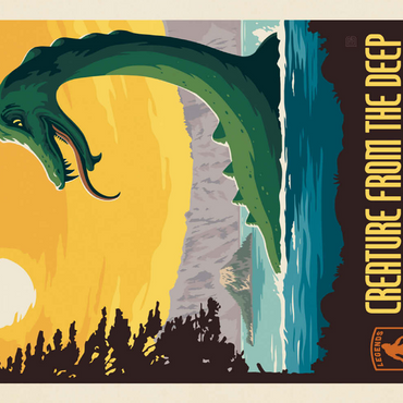 Legends Of The National Parks: Crater Lake's Creature From The Deep, Vintage Poster 200 Puzzle 3D Modell
