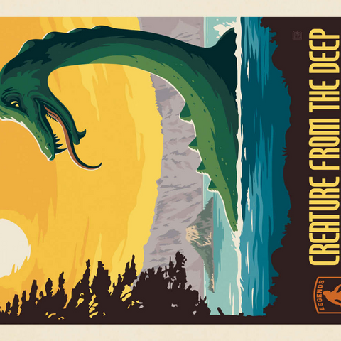 Legends Of The National Parks: Crater Lake's Creature From The Deep, Vintage Poster 200 Puzzle 3D Modell