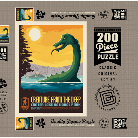 Legends Of The National Parks: Crater Lake's Creature From The Deep, Vintage Poster 200 Puzzle Schachtel 3D Modell