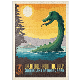 Darstellung des Puzzle Motivs Legends Of The National Parks: Crater Lake's Creature From The Deep, Vintage Poster - Puzzleteile: 500