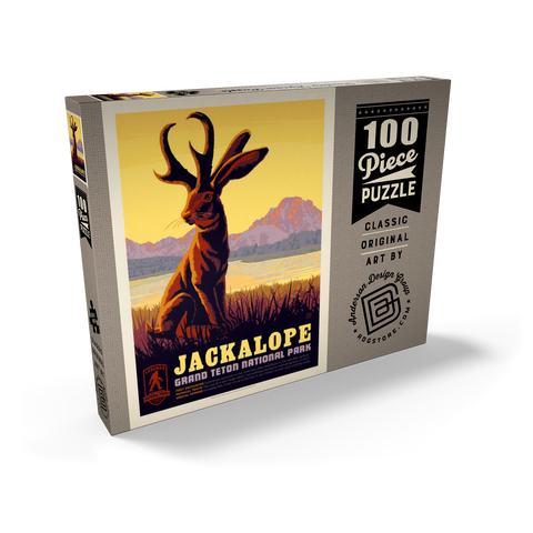 Legends Of The National Parks: Grand Teton's Jackalope, Vintage Poster 100 Puzzle Schachtel Ansicht2