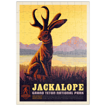 puzzleplate Legends Of The National Parks: Grand Teton's Jackalope, Vintage Poster 100 Puzzle