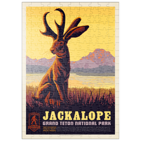 Darstellung des Puzzle Motivs Legends Of The National Parks: Grand Teton's Jackalope, Vintage Poster - Puzzleteile: 200