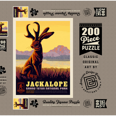 Legends Of The National Parks: Grand Teton's Jackalope, Vintage Poster 200 Puzzle Schachtel 3D Modell