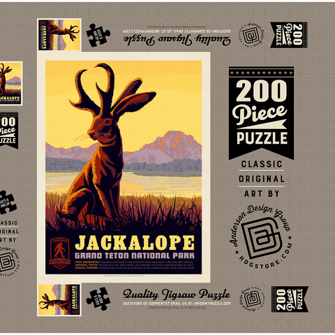 Legends Of The National Parks: Grand Teton's Jackalope, Vintage Poster 200 Puzzle Schachtel 3D Modell