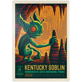 Darstellung des Puzzle Motivs Legends Of The National Parks: Mammoth Cave's Kentucky Goblin, Vintage Poster - Puzzleteile: 1000