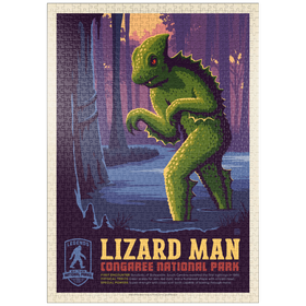 Darstellung des Puzzle-Motivs Legends Of The National Parks: Congaree's Lizard Man, Vintage Poster – Puzzleteile: 1000