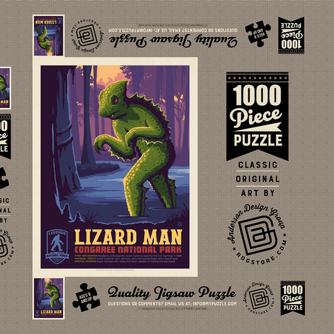 Legends Of The National Parks: Congaree's Lizard Man, Vintage Poster 1000 Puzzle Schachtel 3D Modell