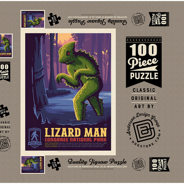 Legends Of The National Parks: Congaree's Lizard Man, Vintage Poster 100 Puzzle Schachtel 3D Modell