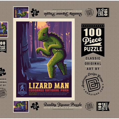 Legends Of The National Parks: Congaree's Lizard Man, Vintage Poster 100 Puzzle Schachtel 3D Modell