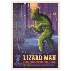 Darstellung des Puzzle Motivs Legends Of The National Parks: Congaree's Lizard Man, Vintage Poster - Puzzleteile: 500