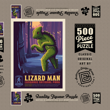 Legends Of The National Parks: Congaree's Lizard Man, Vintage Poster 500 Puzzle Schachtel 3D Modell