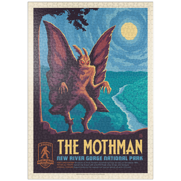 puzzleplate Legends Of The National Parks: New River Gorge's MothMan, Vintage Poster 1000 Puzzle