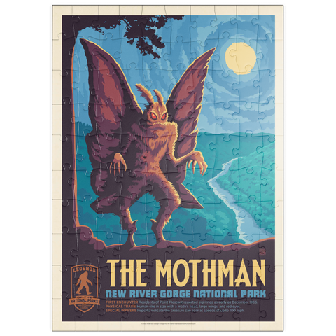puzzleplate Legends Of The National Parks: New River Gorge's MothMan, Vintage Poster 100 Puzzle