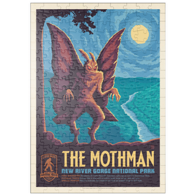 Darstellung des Puzzle Motivs Legends Of The National Parks: New River Gorge's MothMan, Vintage Poster - Puzzleteile: 200