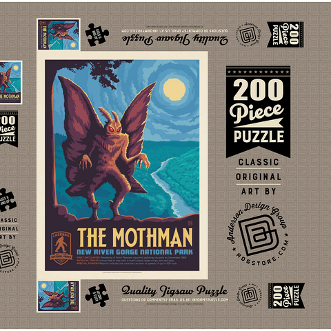 Legends Of The National Parks: New River Gorge's MothMan, Vintage Poster 200 Puzzle Schachtel 3D Modell
