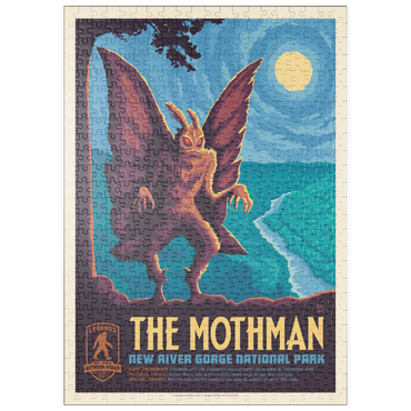 puzzleplate Legends Of The National Parks: New River Gorge's MothMan, Vintage Poster 500 Puzzle