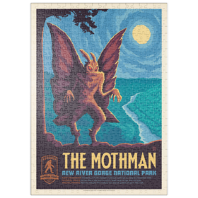 Darstellung des Puzzle Motivs Legends Of The National Parks: New River Gorge's MothMan, Vintage Poster - Puzzleteile: 500