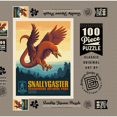 Legends Of The National Parks: Shenandoah's Snallygaster, Vintage Poster 100 Puzzle Schachtel 3D Modell