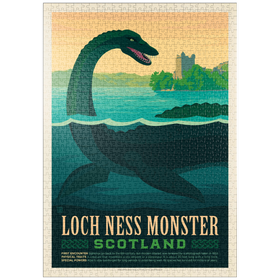 Darstellung des Puzzle Motivs Mythical Creatures: Loch Ness Monster, Vintage Poster - Puzzleteile: 1000