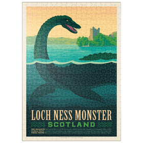 Darstellung des Puzzle Motivs Mythical Creatures: Loch Ness Monster, Vintage Poster - Puzzleteile: 500