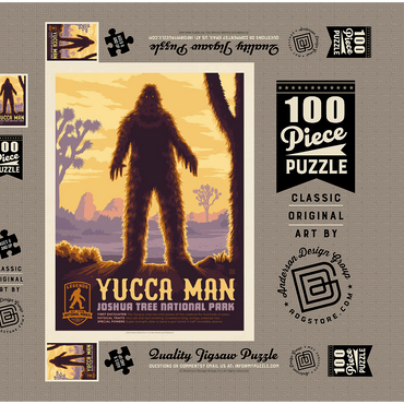 Legends Of The National Parks: Joshua Tree's Yucca Man, Vintage Poster 100 Puzzle Schachtel 3D Modell