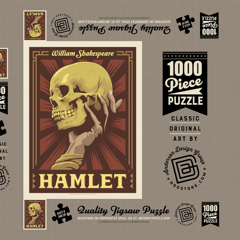 Hamlet: William Shakespeare, Vintage Poster 1000 Puzzle Schachtel 3D Modell