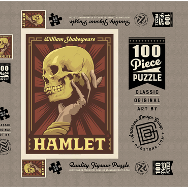 Hamlet: William Shakespeare, Vintage Poster 100 Puzzle Schachtel 3D Modell