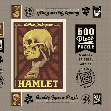 Hamlet: William Shakespeare, Vintage Poster 500 Puzzle Schachtel 3D Modell