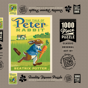 The Tale Of Peter Rabbit: Beatrix Potter, Vintage Poster 1000 Puzzle Schachtel 3D Modell