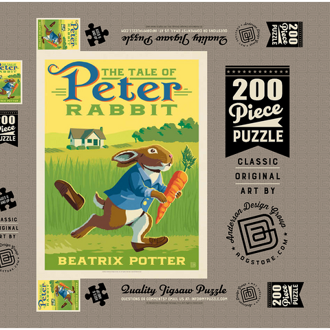 The Tale Of Peter Rabbit: Beatrix Potter, Vintage Poster 200 Puzzle Schachtel 3D Modell