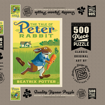 The Tale Of Peter Rabbit: Beatrix Potter, Vintage Poster 500 Puzzle Schachtel 3D Modell