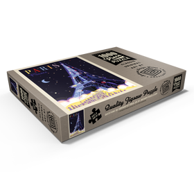 Darstellung des Puzzle Motivs France: Paris, Eiffelturm bei Nacht (Mod Design), Vintage Poster - Puzzleteile: 1000