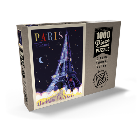 France: Paris, Eiffel Tower At Night (Mod Design), Vintage Poster 1000 Puzzle Schachtel Ansicht2
