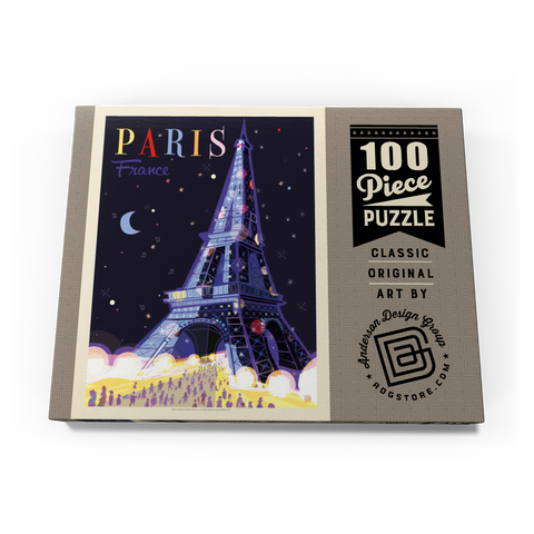 France: Paris, Eiffel Tower At Night (Mod Design), Vintage Poster 100 Puzzle Schachtel Ansicht3