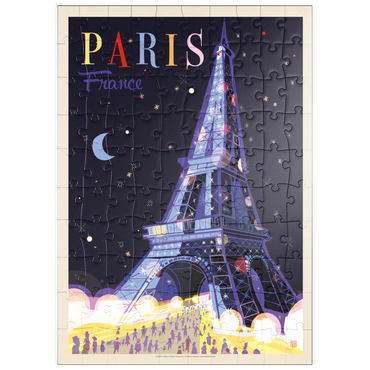 puzzleplate France: Paris, Eiffel Tower At Night (Mod Design), Vintage Poster 100 Puzzle