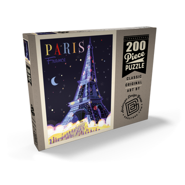 France: Paris, Eiffel Tower At Night (Mod Design), Vintage Poster 200 Puzzle Schachtel Ansicht2