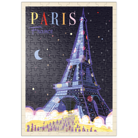 puzzleplate France: Paris, Eiffel Tower At Night (Mod Design), Vintage Poster 200 Puzzle