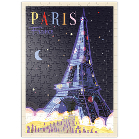 Darstellung des Puzzle Motivs France: Paris, Eiffelturm bei Nacht (Mod Design), Vintage Poster - Puzzleteile: 200