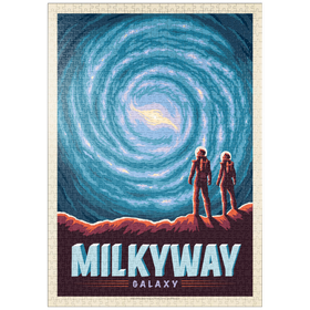 Darstellung des Puzzle Motivs Milchstraßen-Galaxie, Vintage Poster - Puzzleteile: 1000