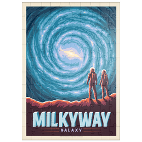 Darstellung des Puzzle Motivs Milchstraßen-Galaxie, Vintage Poster - Puzzleteile: 100