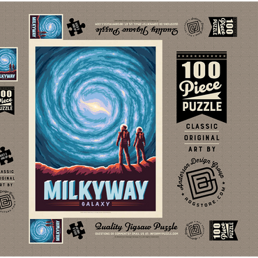 Milky Way Galaxy, Vintage Poster 100 Puzzle Schachtel 3D Modell
