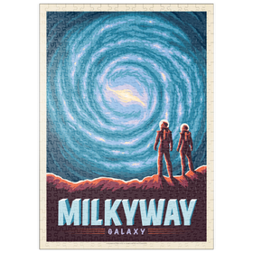 Darstellung des Puzzle Motivs Milchstraßen-Galaxie, Vintage Poster - Puzzleteile: 500