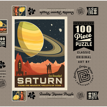 Saturn: From The Valleys Of Titan, Vintage Poster 100 Puzzle Schachtel 3D Modell