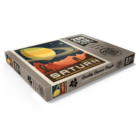 Darstellung des Puzzle Motivs Saturn: Aus den Tälern des Titan, Vintage Poster - Puzzleteile: 200