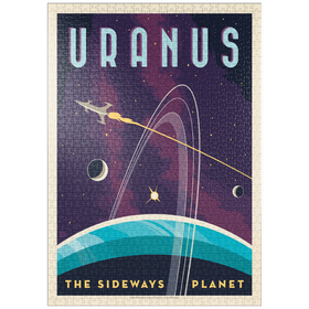 Darstellung des Puzzle Motivs Uranus: Der schräge Planet, Vintage Poster - Puzzleteile: 1000