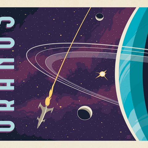 Uranus: The Sideways Planet, Vintage Poster 1000 Puzzle 3D Modell