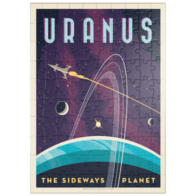 Darstellung des Puzzle Motivs Uranus: Der schräge Planet, Vintage Poster - Puzzleteile: 100