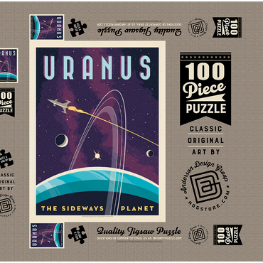 Uranus: The Sideways Planet, Vintage Poster 100 Puzzle Schachtel 3D Modell